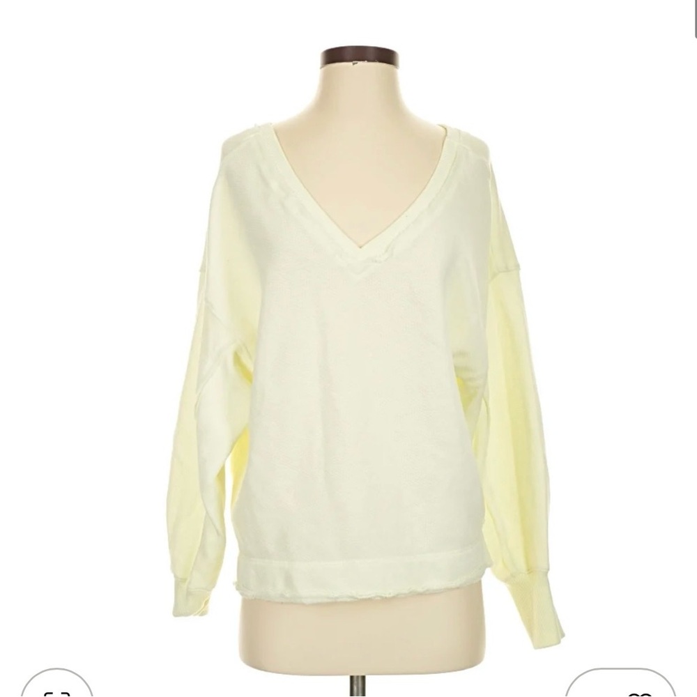 Ae light yellow lime double v big hug sweatshirt